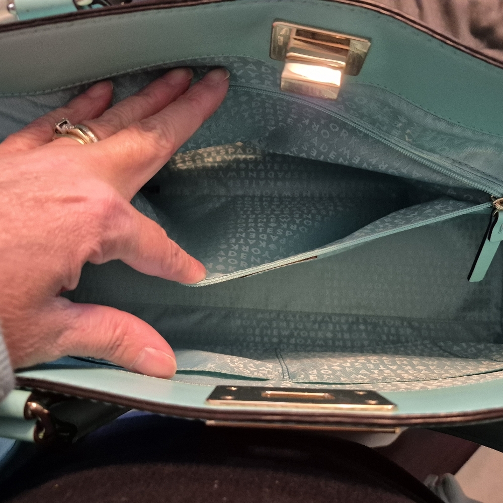 Kate Spade Orchard Valley Smooth Purse In Soft Aqua - Picture 6 of 8